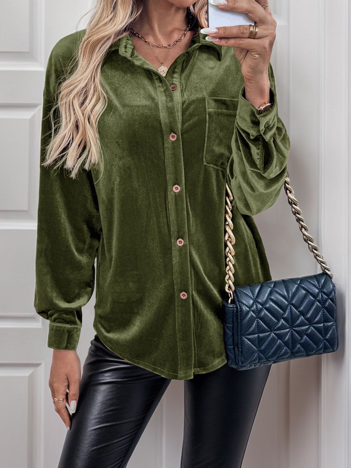 Perfee Button Up Long Sleeve Shirt